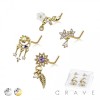 8PCS OF ASSORTED CZ DANGLE 316L SURGICAL STEEL L-SHAPE NOSE STUD BOX